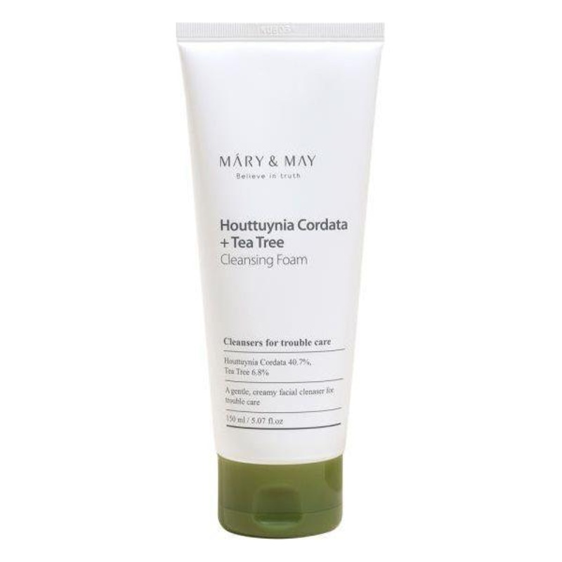 MARY & MAY Houttuynia Cordata + Tea Tree Cleansing Foam  150ml | Soothing Deep Pore Cleanser for Sensitive Skin