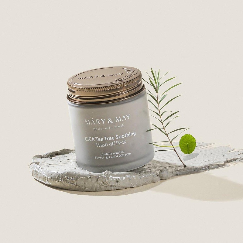 MARY & MAY Vegan CICA Tea Tree Soothing Wash Off Pack  125g | Calming Clay Mask for Sensitive, Troubled Skin