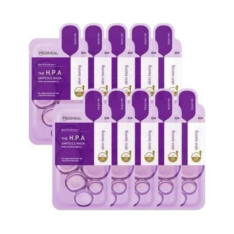 MEDIHEAL The H.P.A Ampoule Mask Sheet  10 Pack | Exfoliate & Brighten for Smooth, Radiant Skin
