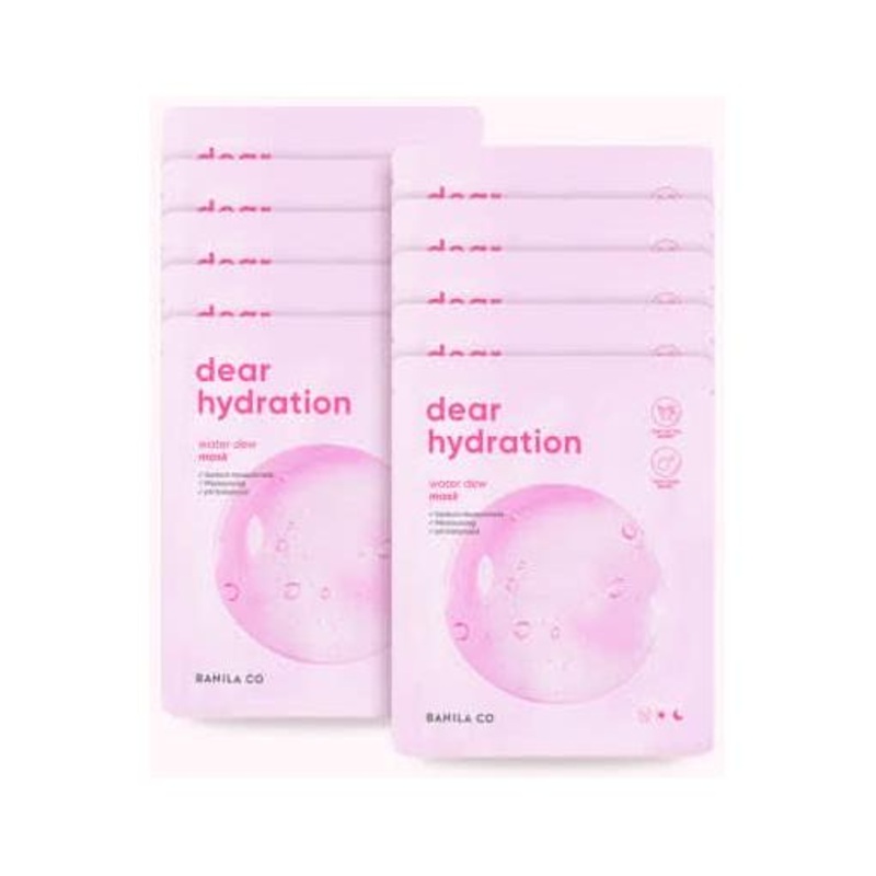 BANILA CO Dear Hydration Water Dew Mask  25g x 10 Sheets | Vegan Gel Essence Sheet Masks for Deep Moisture & Skin Balance
