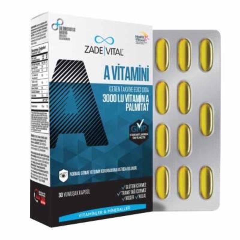Zade Vital Vitamin A Supplement – 30 Softgel Capsules, Gluten-Free, Kosher-Halal Certified