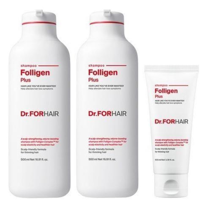 Dr.FORHAIR Folligen Plus Shampoo 3-Piece Set | Hair Loss Prevention & Scalp Care