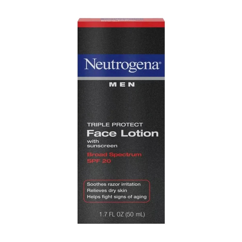 Neutrogena Triple Protect Men’s Face Lotion  SPF 20  50ml | Daily Moisturiser for Razor Irritation, Dryness & Fine Lines