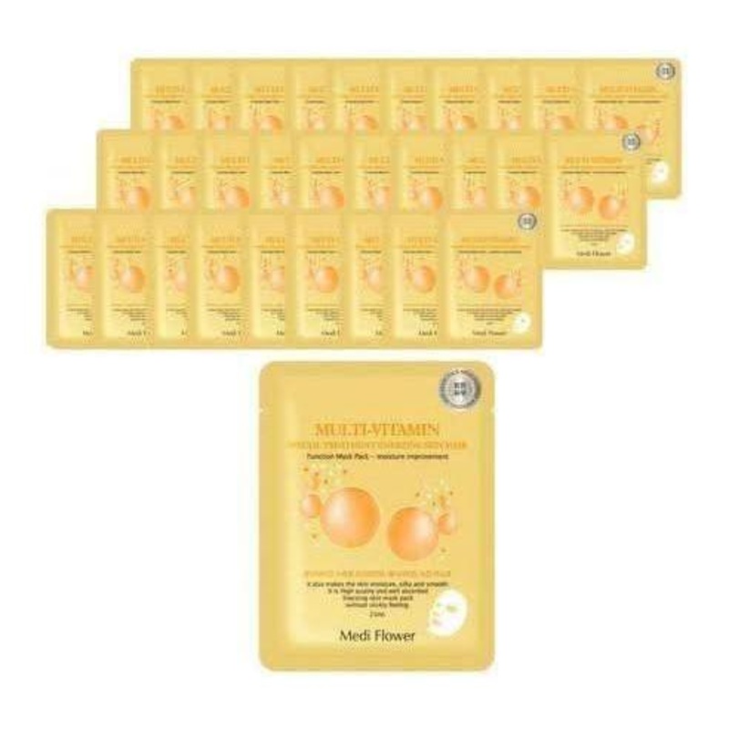 MediFlower Special Treatment Energizing Skin Sheet Mask Multi Vitamin  23ml x 30ea | Brightening & Hydrating Daily Care