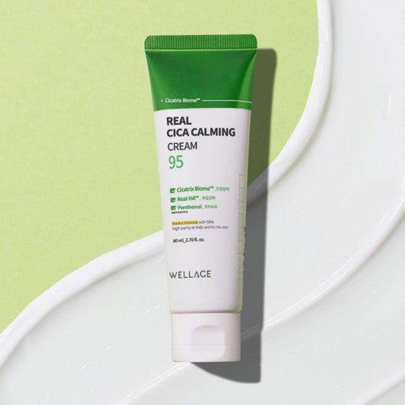 WELLAGE Real Cica Calming 95 Cream  80ml | Soothing, Strengthening & Hydrating Face Moisturizer
