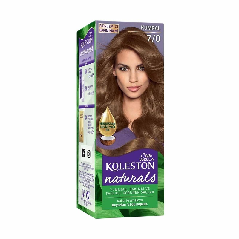 Wella Koleston Naturals 7/0 Kumral Hair Dye: Long-Lasting Natural Blonde Hair Color & Gray Coverage with Coconut Oil