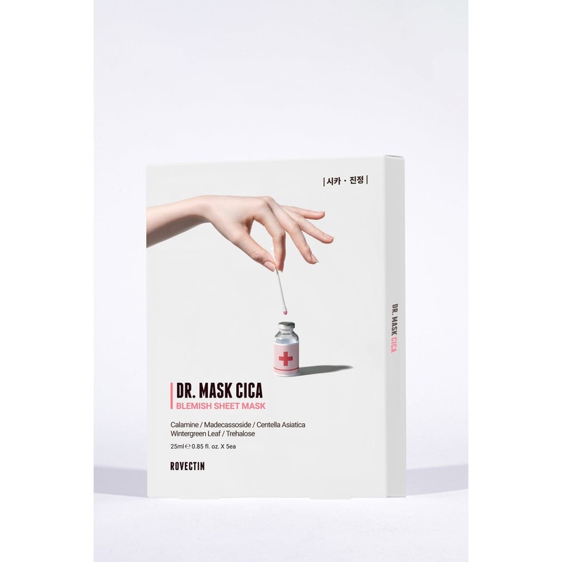 ROVECTIN DR. MASK CICA  25ml x 5ea | Calming, Hydrating Sheet Masks with 7-Layer Hyaluronic Acid & Vitamin B Complex