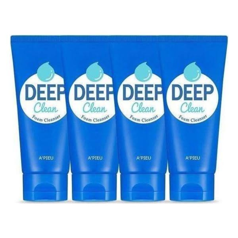 A’pieu Deep Clean Foam Cleanser – 130ml (4-Pack)  Deep Pore Cleanser & Refreshing Exfoliant